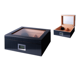Umidor Angelo Carbon cu capac de sticla (negru) Umidor Angelo Carbon cu capac de sticla (negru)