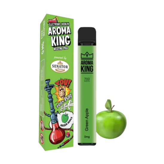 Mini narghilea electronica de unica folosinta AK by Senator - Green Apple (700 pufuri)